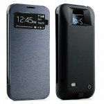 Wholesale Samsung Galaxy S4 Flip Leather Style Charging Case 3200 mAh (Black)